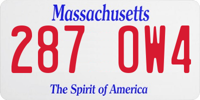MA license plate 287OW4