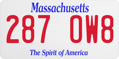 MA license plate 287OW8