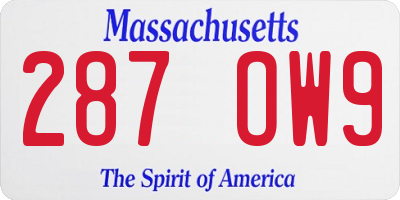 MA license plate 287OW9