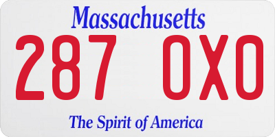 MA license plate 287OX0