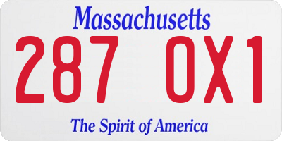 MA license plate 287OX1