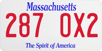 MA license plate 287OX2