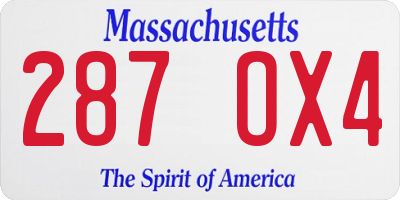 MA license plate 287OX4