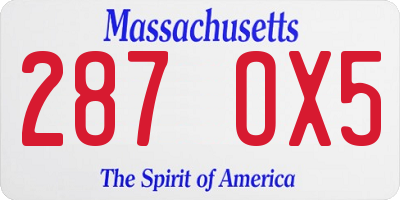 MA license plate 287OX5