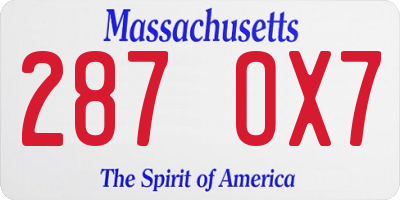 MA license plate 287OX7