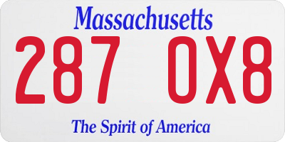 MA license plate 287OX8