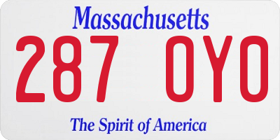 MA license plate 287OY0
