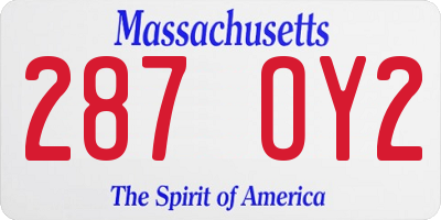 MA license plate 287OY2