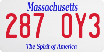 MA license plate 287OY3
