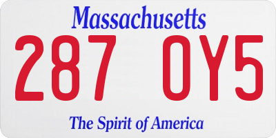 MA license plate 287OY5