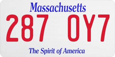 MA license plate 287OY7