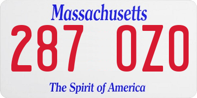 MA license plate 287OZ0