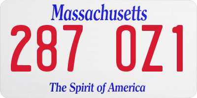 MA license plate 287OZ1