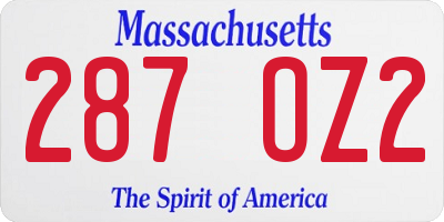 MA license plate 287OZ2