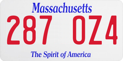 MA license plate 287OZ4