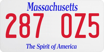 MA license plate 287OZ5