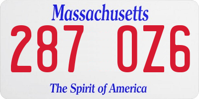MA license plate 287OZ6