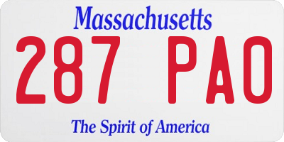 MA license plate 287PA0
