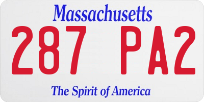 MA license plate 287PA2