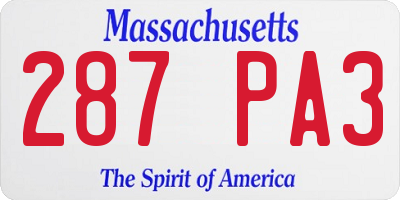 MA license plate 287PA3