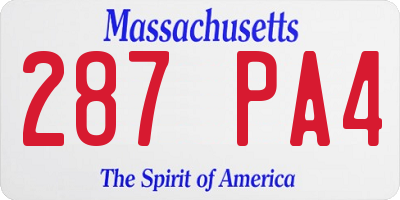 MA license plate 287PA4