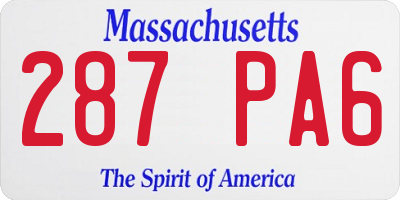 MA license plate 287PA6