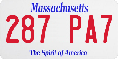 MA license plate 287PA7