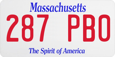 MA license plate 287PB0