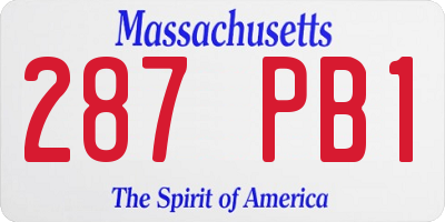 MA license plate 287PB1