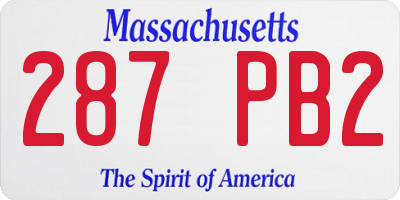 MA license plate 287PB2