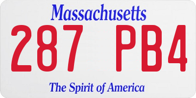 MA license plate 287PB4