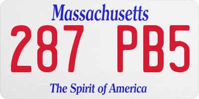 MA license plate 287PB5