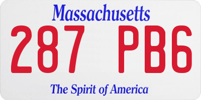MA license plate 287PB6