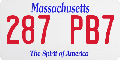MA license plate 287PB7