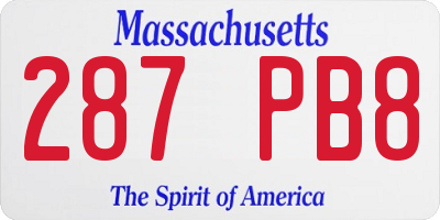 MA license plate 287PB8