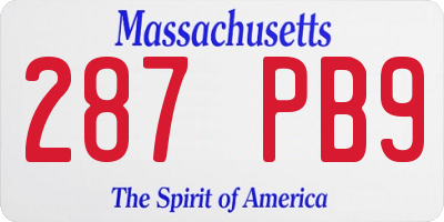 MA license plate 287PB9