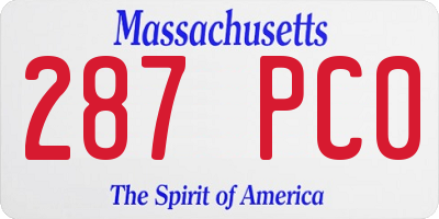 MA license plate 287PC0