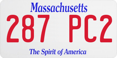 MA license plate 287PC2