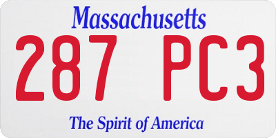 MA license plate 287PC3