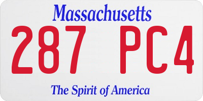 MA license plate 287PC4