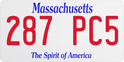 MA license plate 287PC5