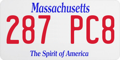 MA license plate 287PC8