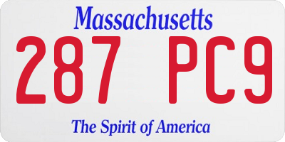 MA license plate 287PC9