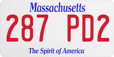 MA license plate 287PD2