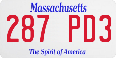 MA license plate 287PD3