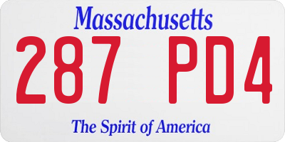 MA license plate 287PD4