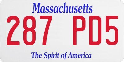 MA license plate 287PD5