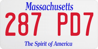 MA license plate 287PD7