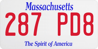 MA license plate 287PD8