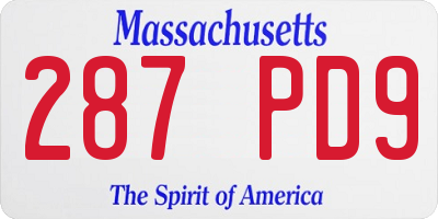 MA license plate 287PD9